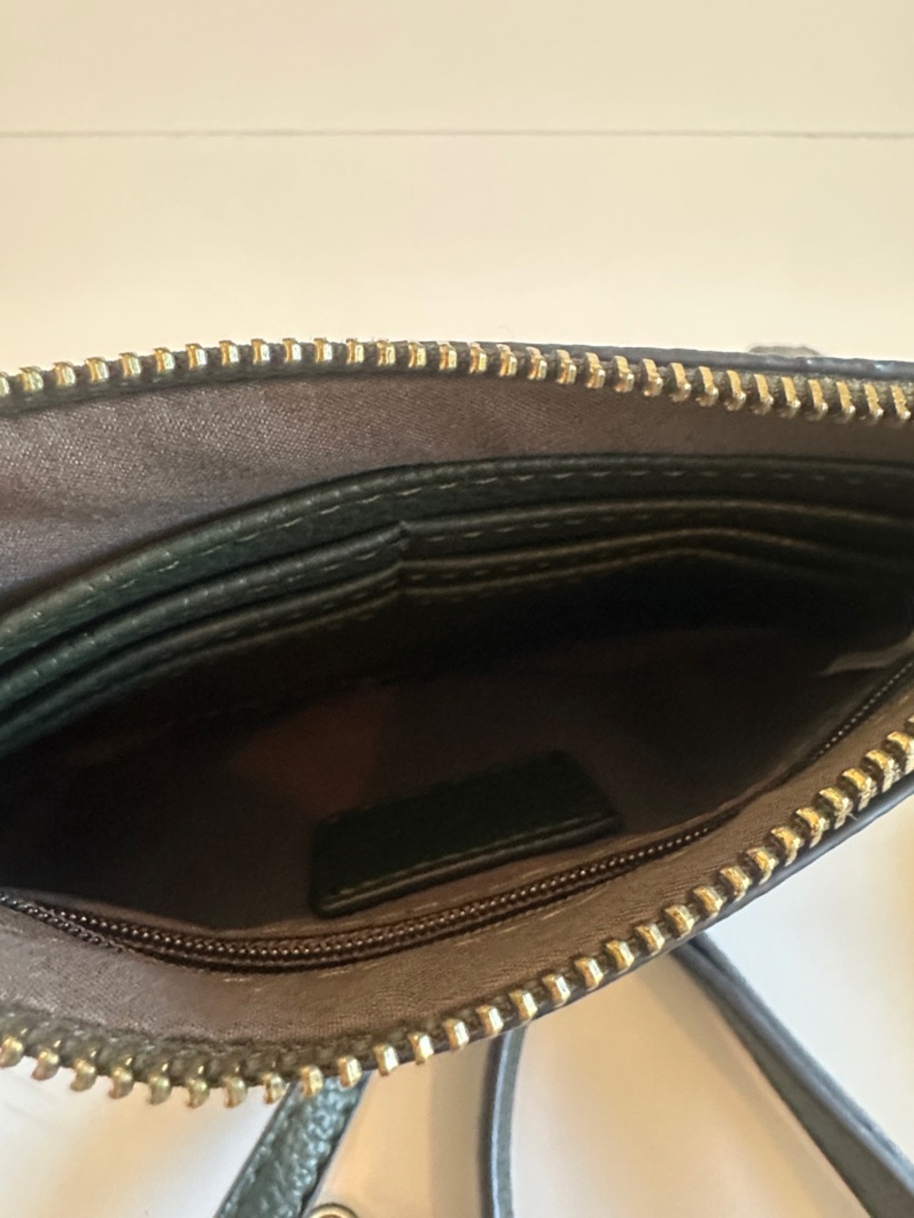 Joy Susan Black Pebbled Leather Wristlet with Gold Turn-Lock - Picture 4 of 5